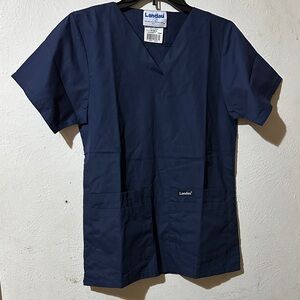 Landau Dark Blue V-Neck Scrub Top